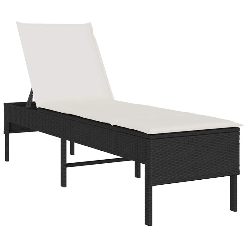 vidaXL fekete polyrattan napozóágy párnával 55x200x44 cm
