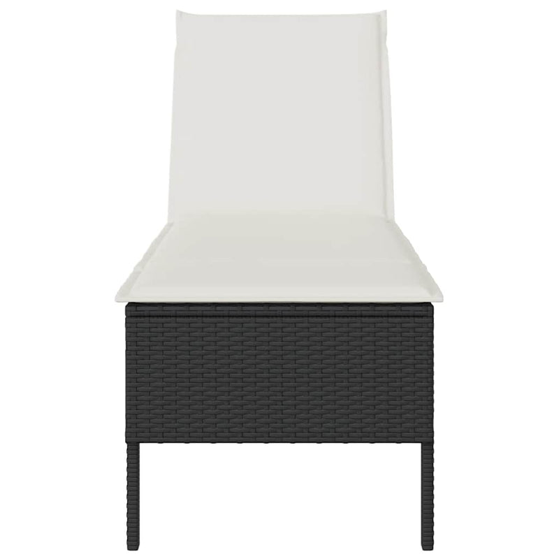 vidaXL fekete polyrattan napozóágy párnával 55x200x44 cm