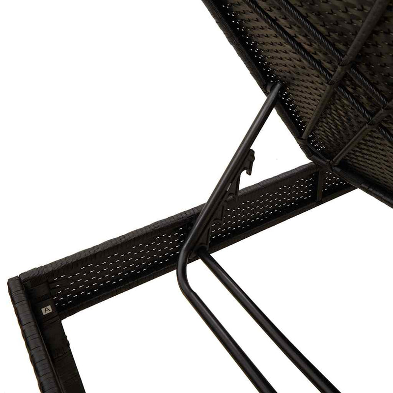 vidaXL fekete polyrattan napozóágy párnával 55x200x44 cm