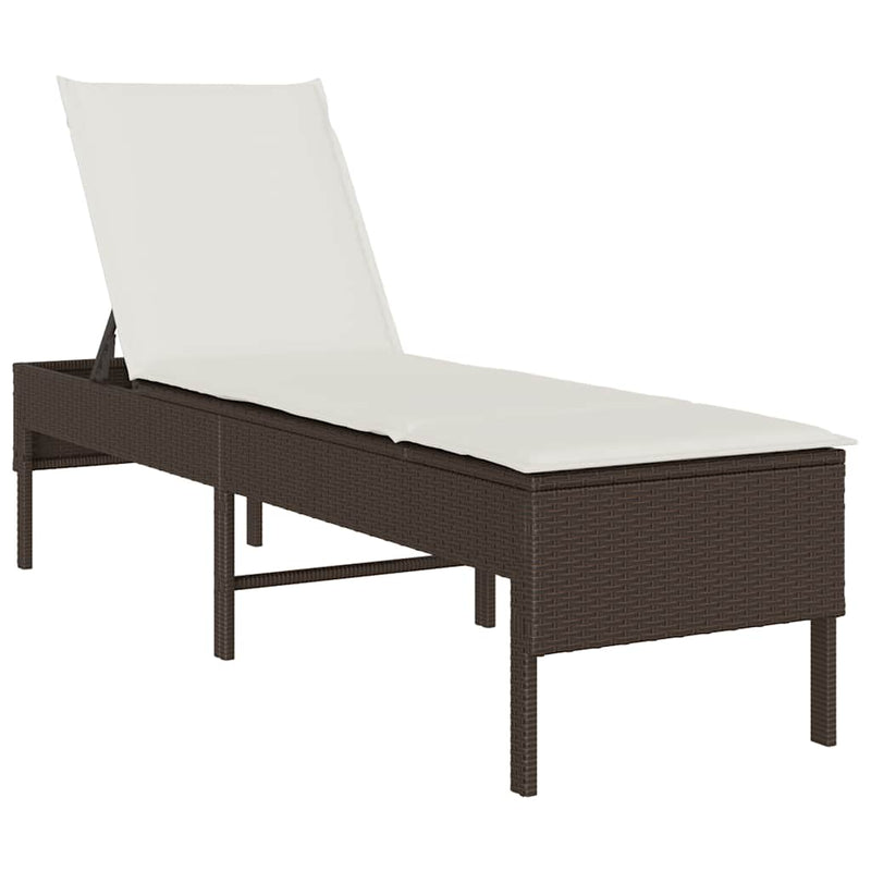 vidaXL barna polyrattan napozóágy párnával 55x200x44 cm