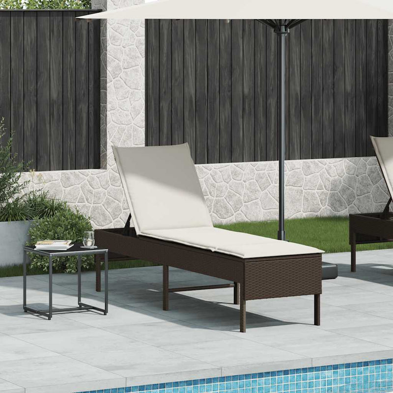 vidaXL barna polyrattan napozóágy párnával 55x200x44 cm