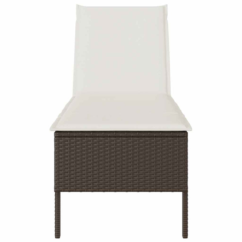 vidaXL barna polyrattan napozóágy párnával 55x200x44 cm