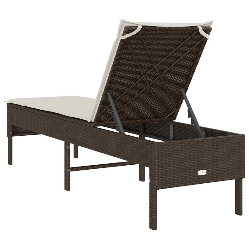 vidaXL barna polyrattan napozóágy párnával 55x200x44 cm