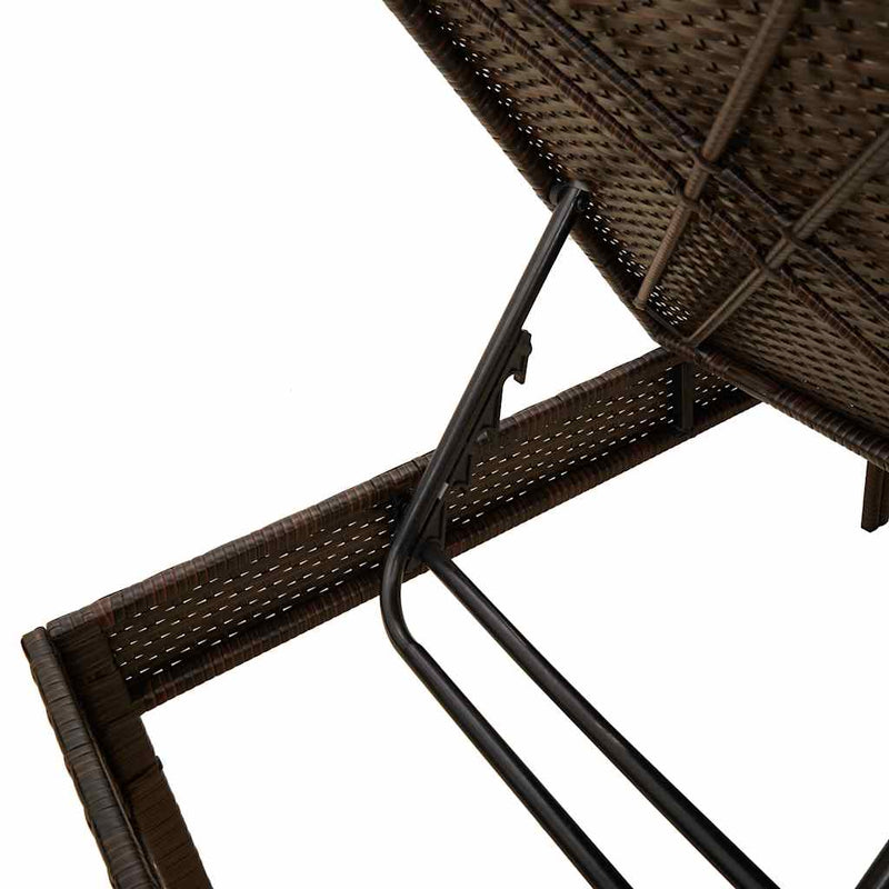 vidaXL barna polyrattan napozóágy párnával 55x200x44 cm
