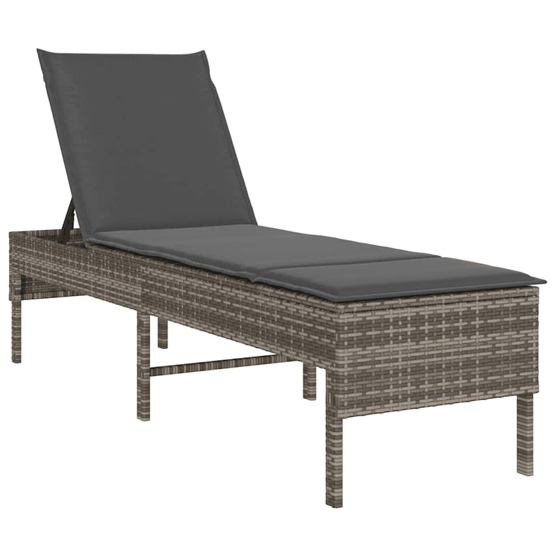 vidaXL szürke polyrattan napozóágy párnával 55x200x44 cm