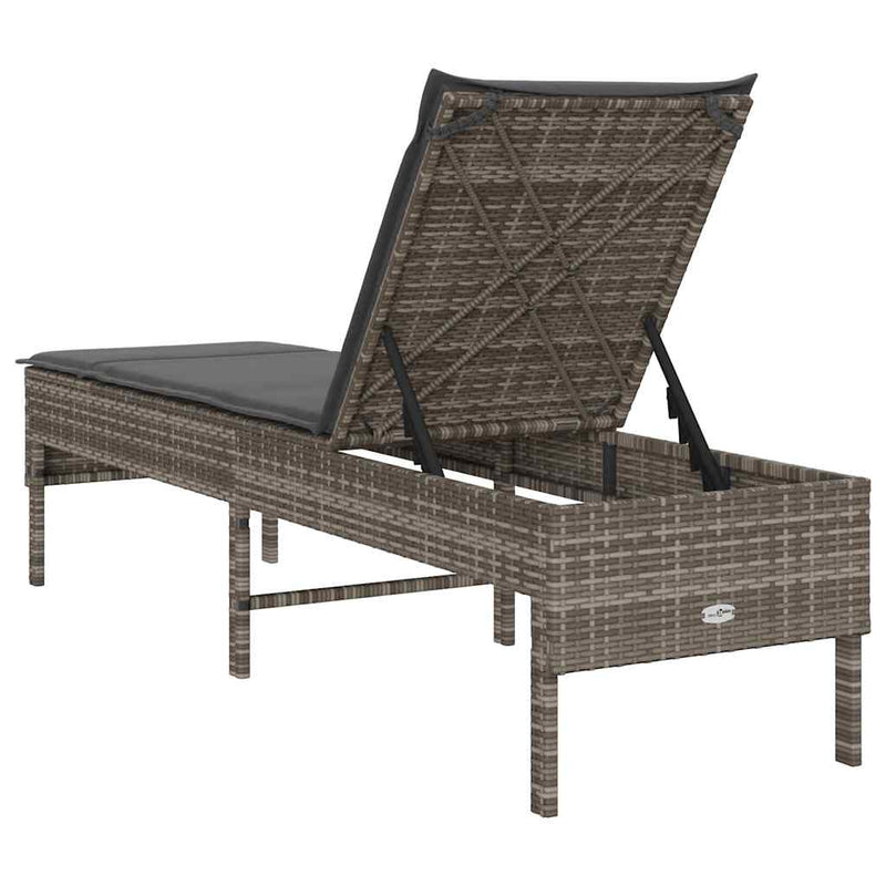 vidaXL szürke polyrattan napozóágy párnával 55x200x44 cm