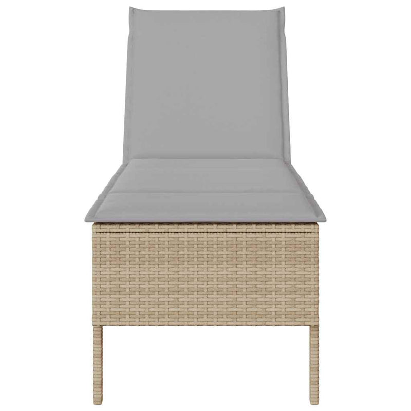 vidaXL bézs polyrattan napozóágy párnával 55x200x44 cm