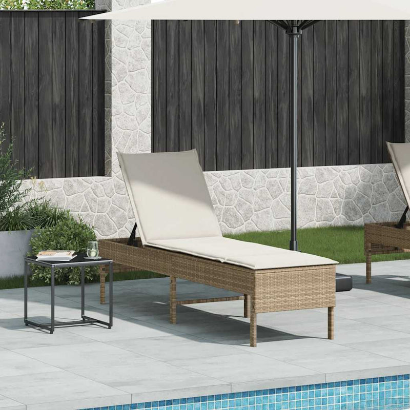vidaXL bézs polyrattan napozóágy párnával 55x200x44 cm