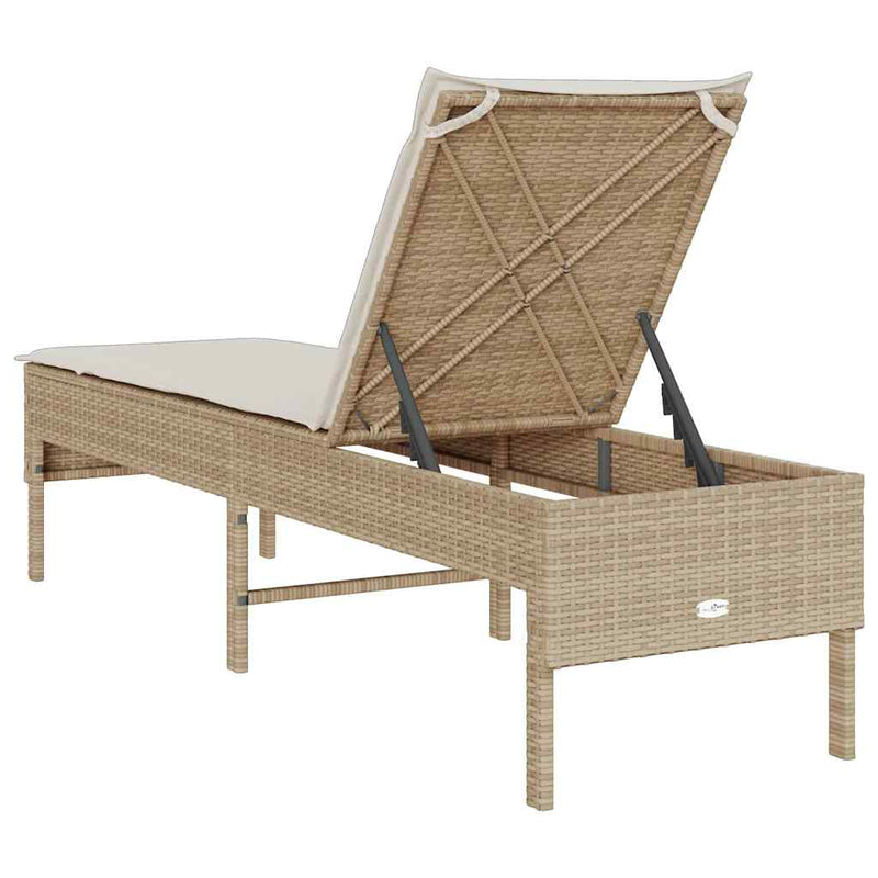 vidaXL bézs polyrattan napozóágy párnával 55x200x44 cm