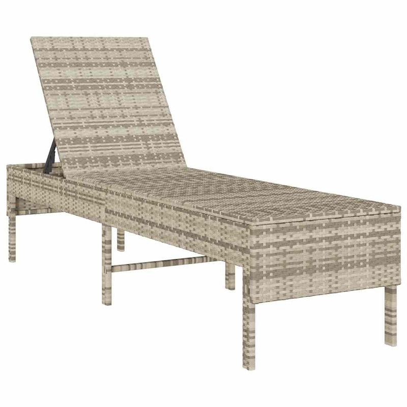 vidaXL világosszürke polyrattan napozóágy párnával 55x200x44 cm