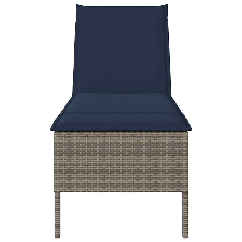 vidaXL szürke polyrattan napozóágy párnával 55x200x44 cm