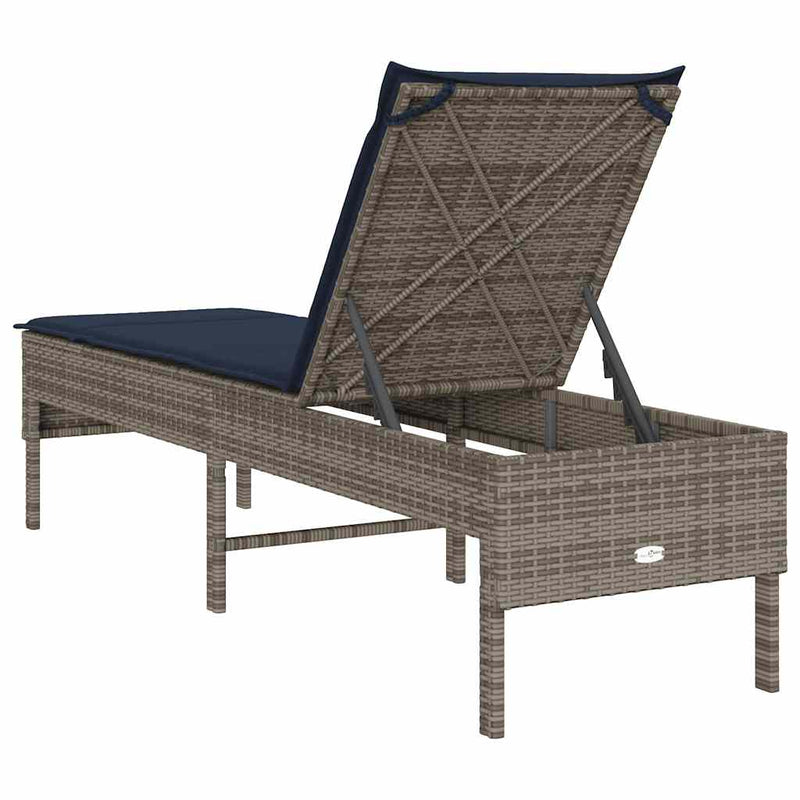 vidaXL szürke polyrattan napozóágy párnával 55x200x44 cm