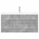 vidaXL 2 részes betonszürke szerelt fa fürdőszobai bútorszett