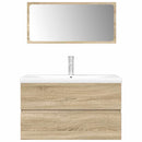 vidaXL 3 részes sonoma tölgyszínű szerelt fa fürdőszobai bútorszett