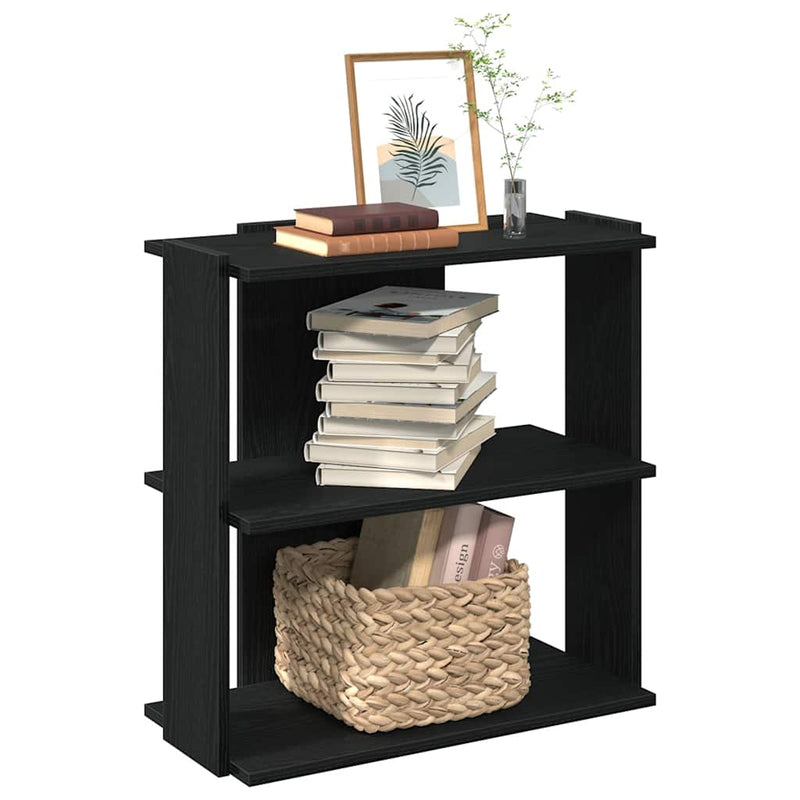 vidaXL 3 szintes fekete szerelt fa könyvespolc 60x30x60 cm
