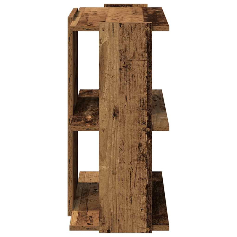 vidaXL 3 szintes antik fa szerelt fa könyvespolc 60 x 30 x 60 cm