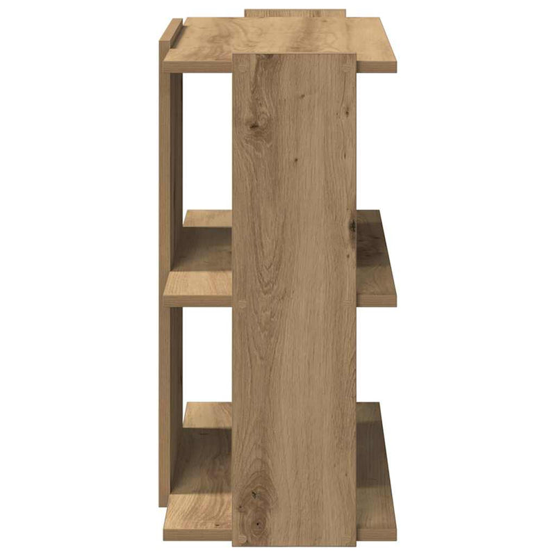 vidaXL 3 szintes kézműves tölgy szerelt fa könyvespolc 60 x 30 x 60 cm