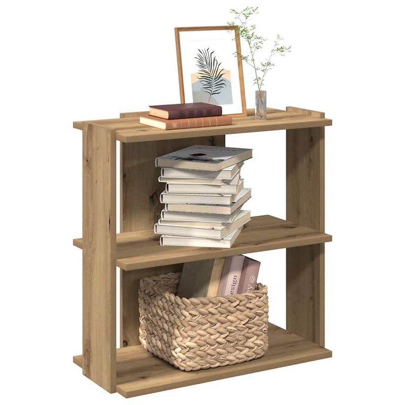 vidaXL 3 szintes kézműves tölgy szerelt fa könyvespolc 60 x 30 x 60 cm
