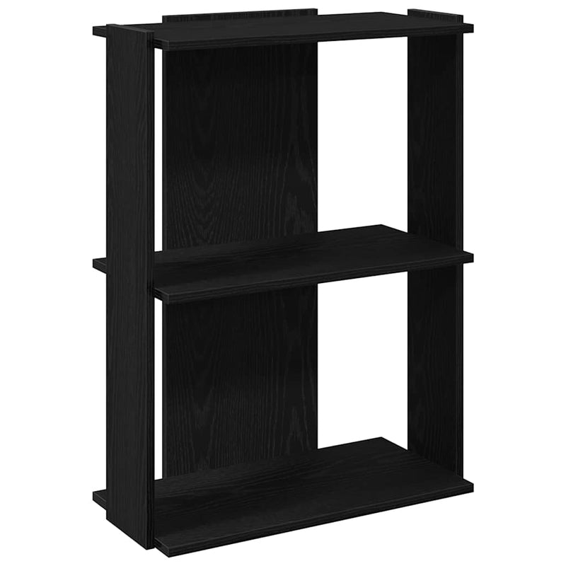 vidaXL 3 szintes fekete szerelt fa könyvespolc 60x30x80 cm