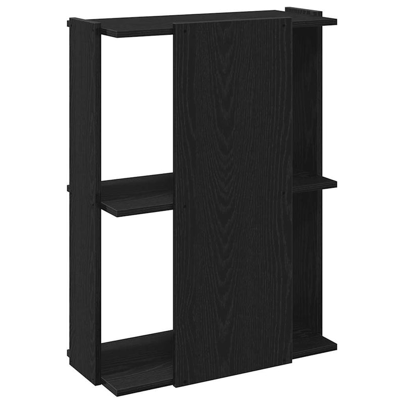 vidaXL 3 szintes fekete szerelt fa könyvespolc 60x30x80 cm