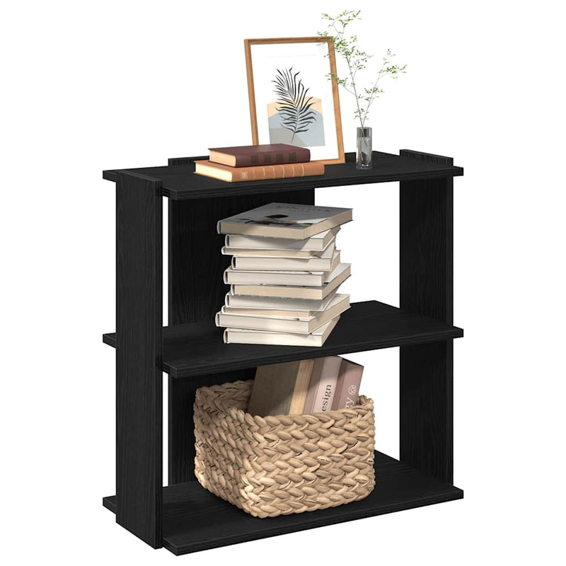 vidaXL 3 szintes fekete szerelt fa könyvespolc 60x30x80 cm