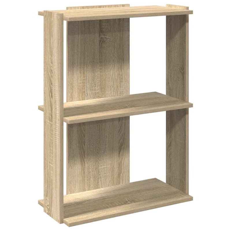 vidaXL 3 szintes sonoma tölgy színű szerelt fa könyvespolc 60x30x80 cm