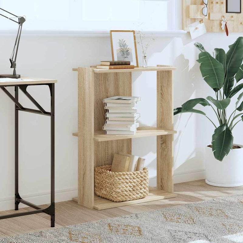 vidaXL 3 szintes sonoma tölgy színű szerelt fa könyvespolc 60x30x80 cm