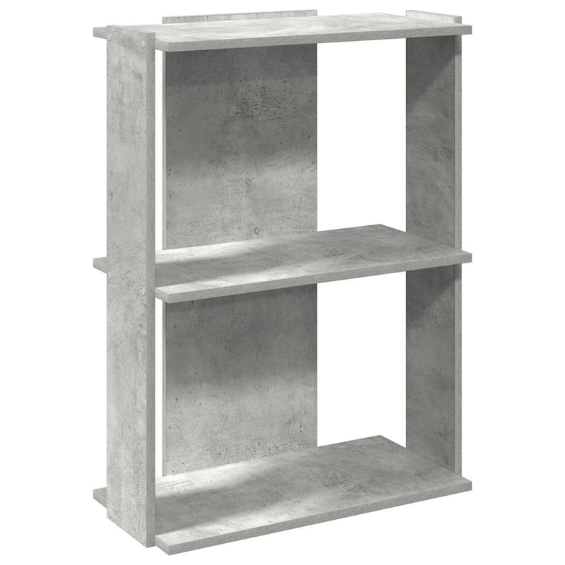 vidaXL 3 szintes betonszürke szerelt fa könyvespolc 60x30x80 cm