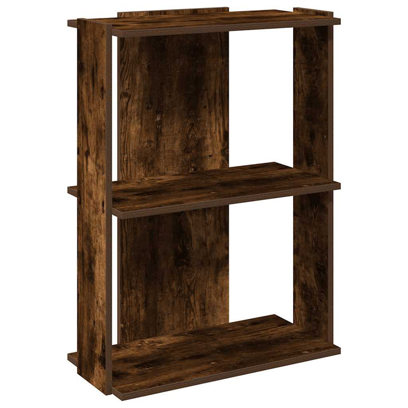 vidaXL 3 szintes füstös tölgy színű szerelt fa könyvespolc 60x30x80 cm