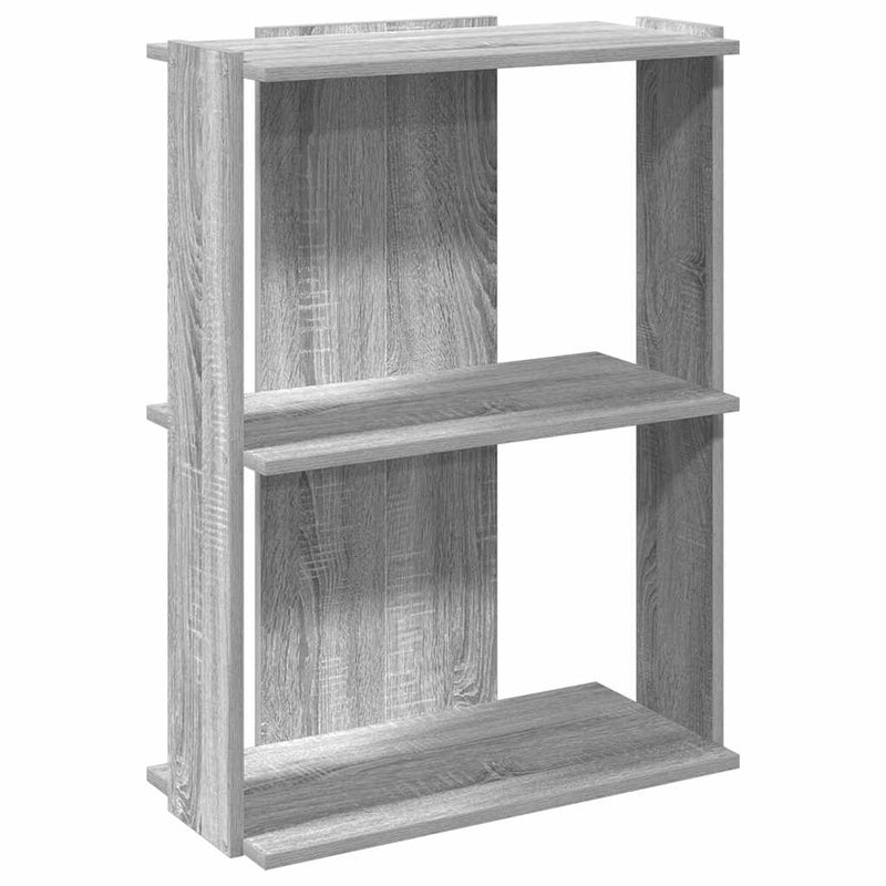 vidaXL 3 szintes szürke sonoma színű szerelt fa könyvespolc 60x30x80cm