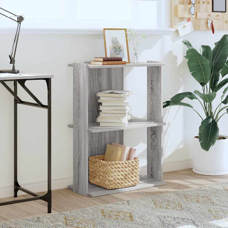 vidaXL 3 szintes szürke sonoma színű szerelt fa könyvespolc 60x30x80cm