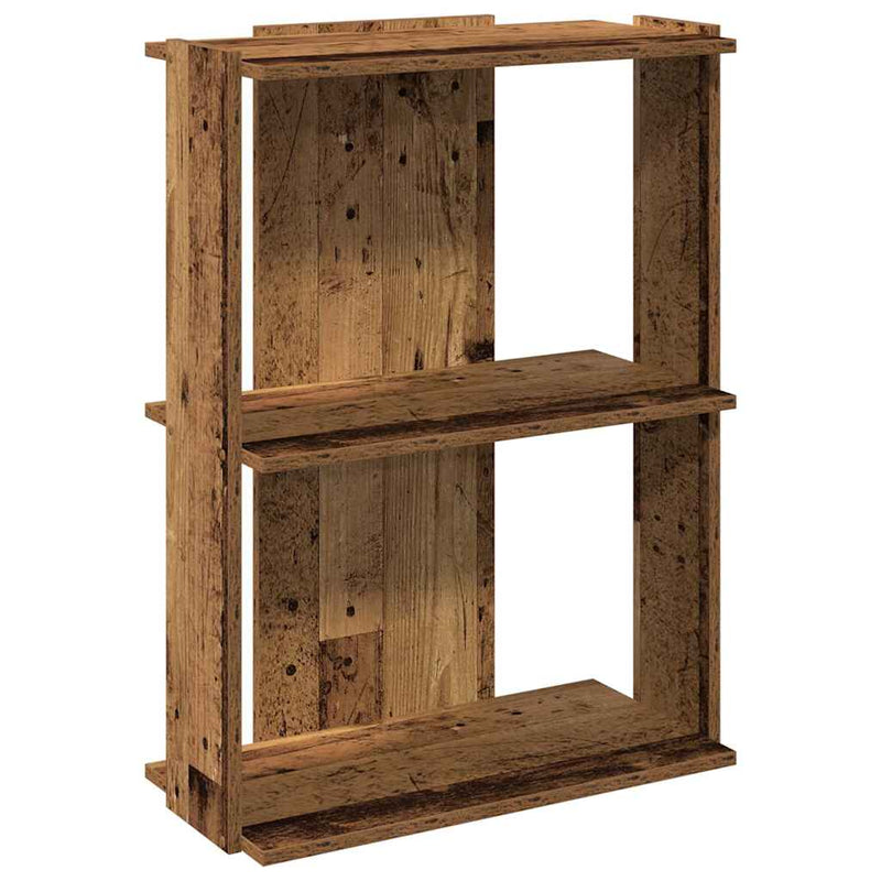 vidaXL 3 szintes antik fa szerelt fa könyvespolc 60x30x80 cm