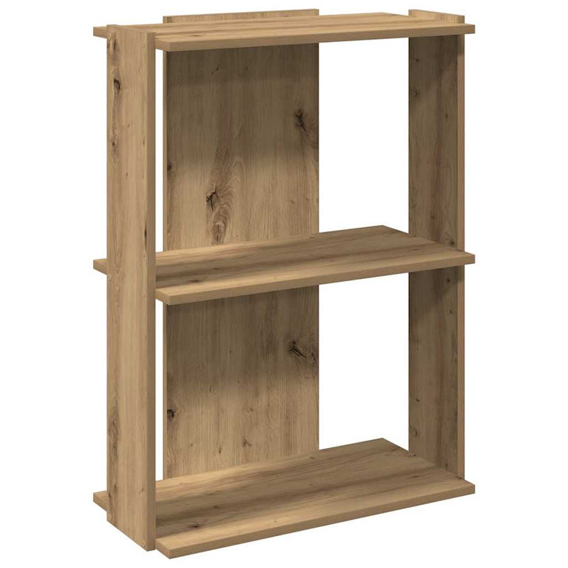 vidaXL 3 szintes kézműves tölgy szerelt fa könyvespolc 60x30x80 cm