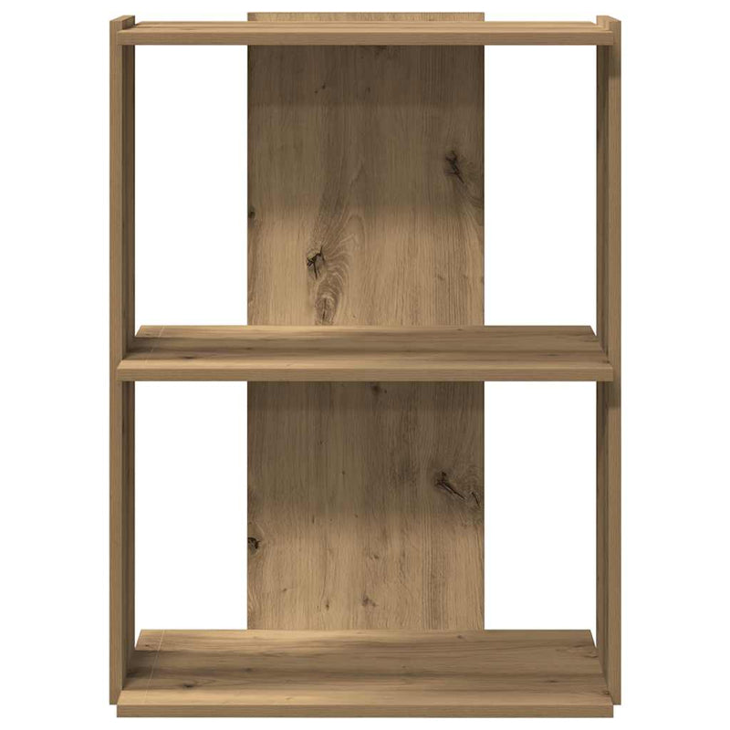 vidaXL 3 szintes kézműves tölgy szerelt fa könyvespolc 60x30x80 cm