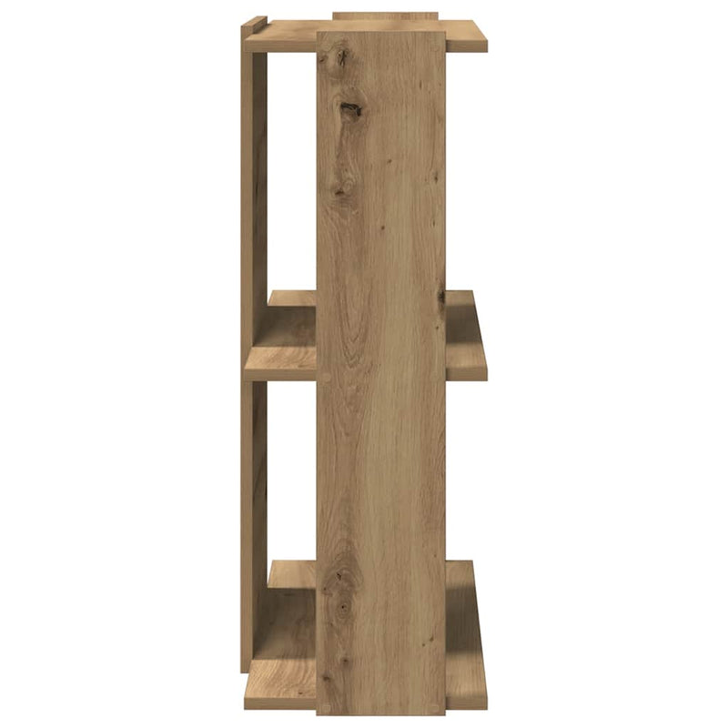 vidaXL 3 szintes kézműves tölgy szerelt fa könyvespolc 60x30x80 cm