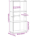 vidaXL Könyvespolc 3 szintes Régi fa 60x30x120 cm Műfa