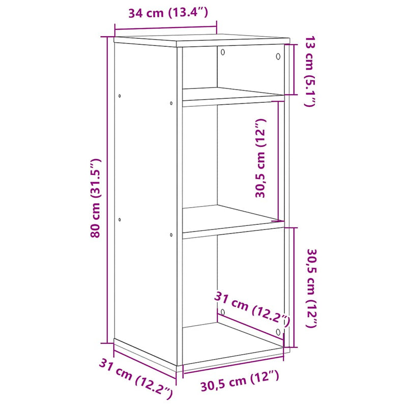vidaXL könyvszekrény antik fa 34x31x80 cm szerelt fa