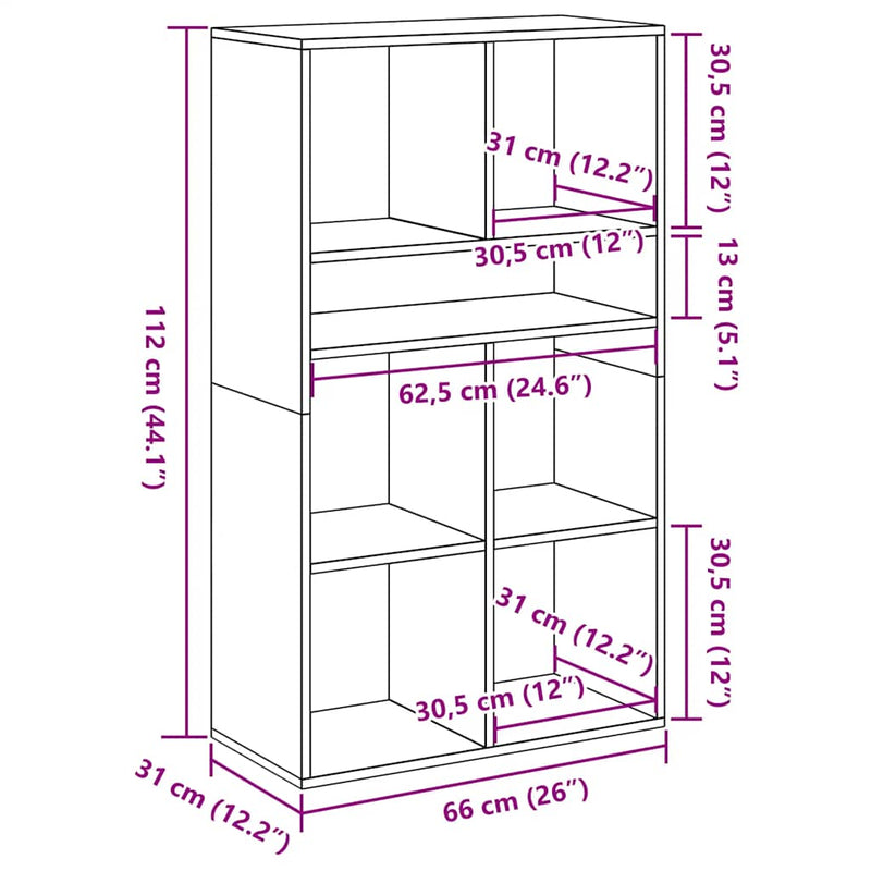 vidaXL könyvszekrény fehér 66x31x112 cm szerelt fa