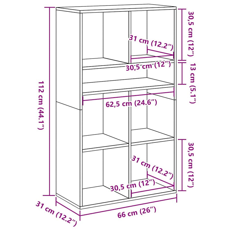 vidaXL könyvszekrény antik fa 66x31x112 cm szerelt fa