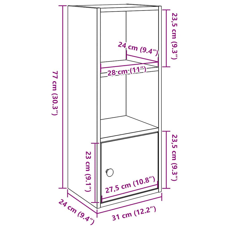 vidaXL betonszürke szerelt fa könyvespolc 31x24x77 cm