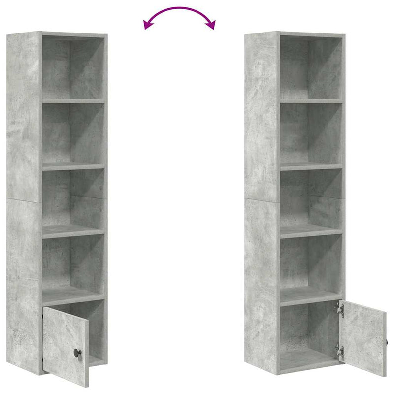 vidaXL betonszürke szerelt fa könyvespolc 31x24x127 cm