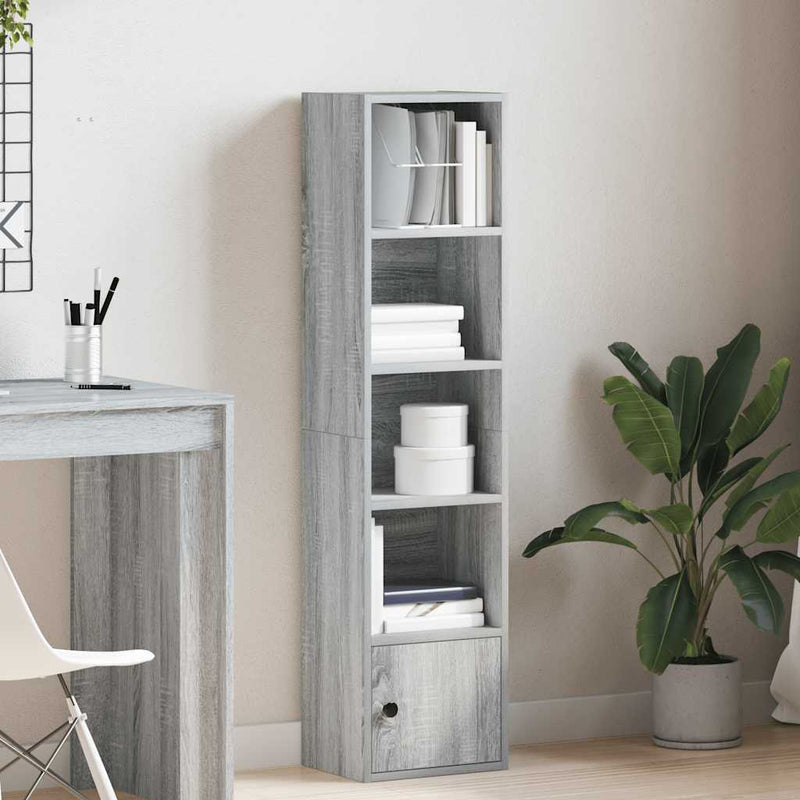 vidaXL szürke sonoma színű szerelt fa könyvespolc 31x24x127 cm