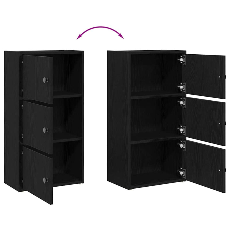 vidaXL Könyvespolc fekete tölgy 40x24x77 cm Gépesített fa