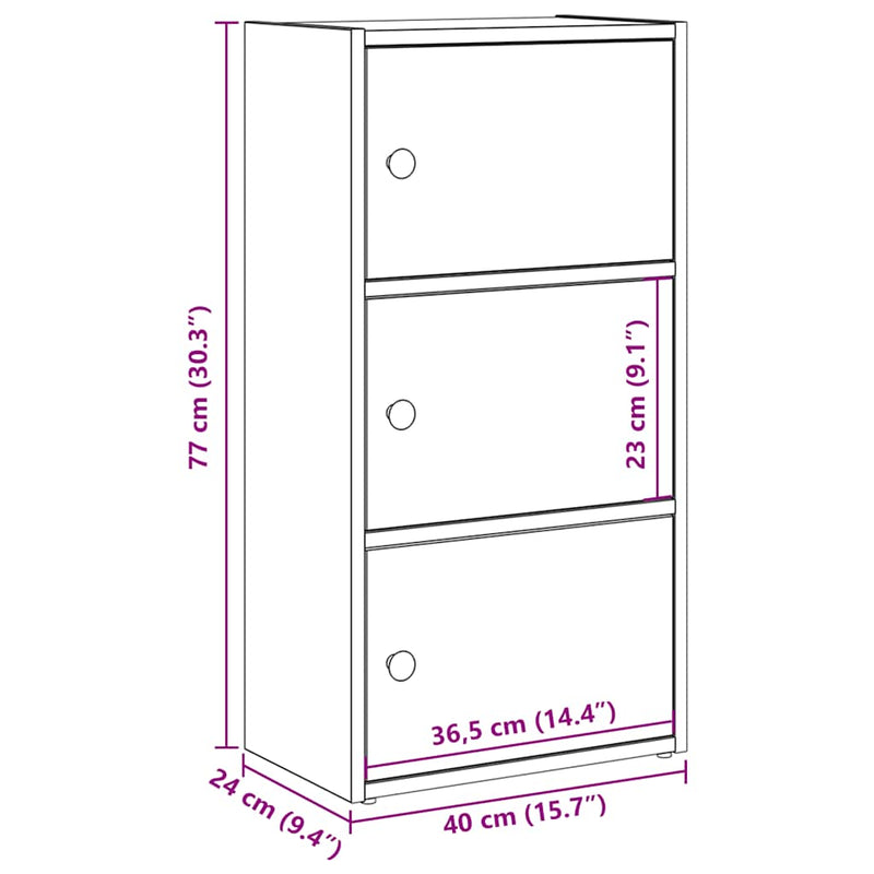 vidaXL Könyvespolc fekete tölgy 40x24x77 cm Gépesített fa