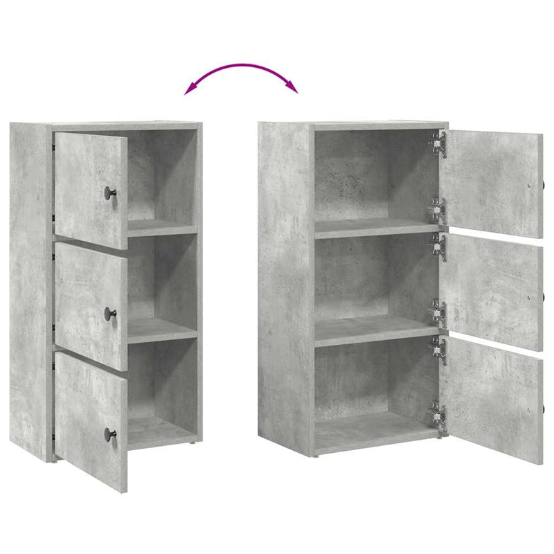 vidaXL betonszürke szerelt fa könyvespolc 40x24x77 cm