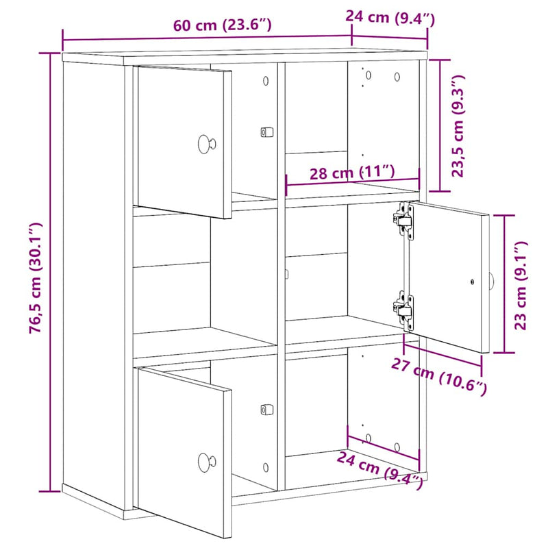 vidaXL fehér szerelt fa könyvespolc 60x24x76,5 cm