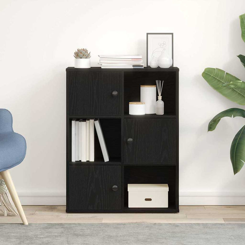 vidaXL Könyvespolc fekete tölgy 60x24x76,5 cm Gépesített fa