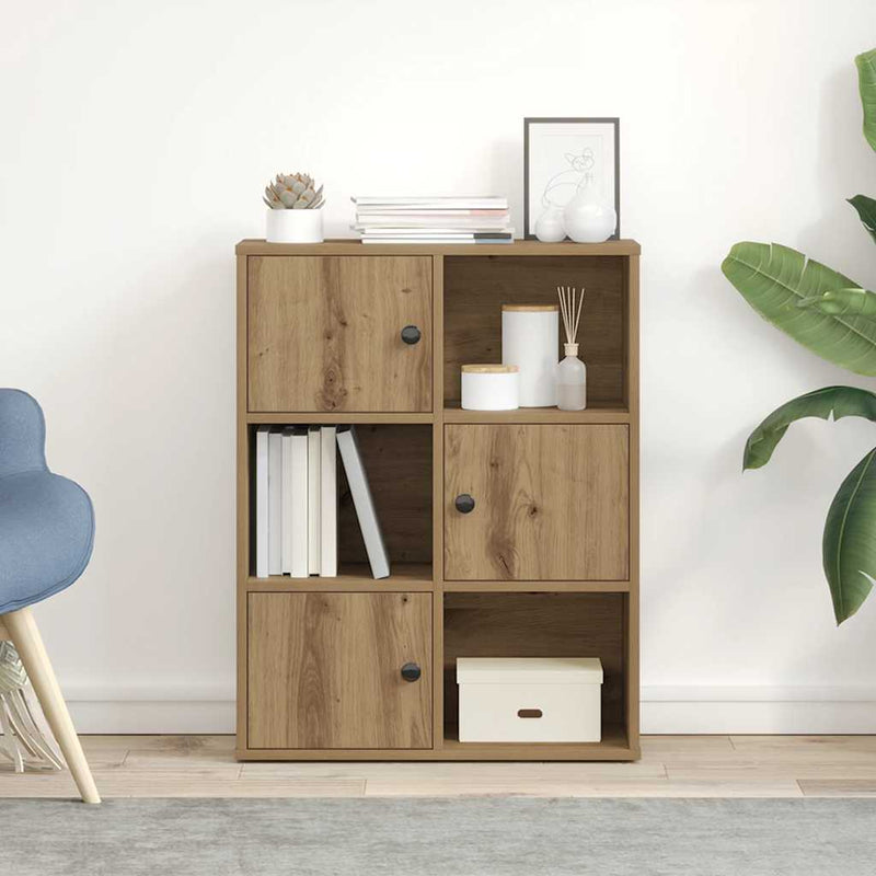 vidaXL kézműves tölgy színű szerelt fa könyvespolc 60x24x76,5 cm