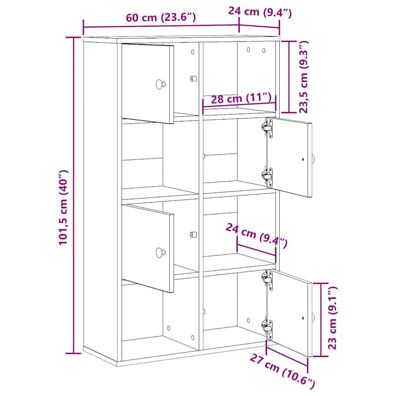 vidaXL sonoma tölgy színű szerelt fa könyvespolc 60x24x101,5 cm