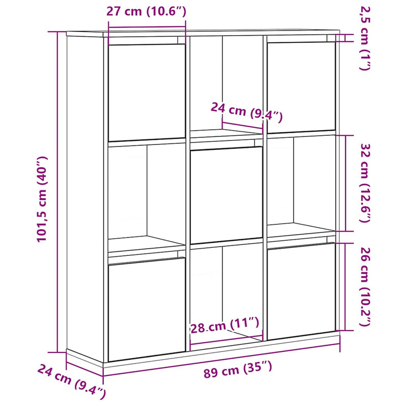 vidaXL Könyvespolc fekete tölgy 89x24x101,5 cm Gépesített fa